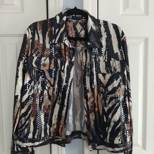 Notations Jean Style Cowboy  Jacket w Clear Decorative Disks L